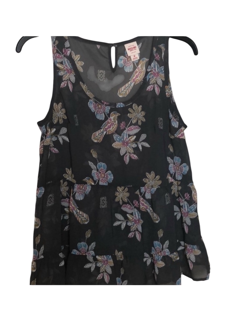 Sheer Floral Lightweight Tank Top Size M